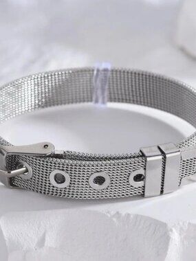 Silver Plated Stainless Steel Belt Bracelet